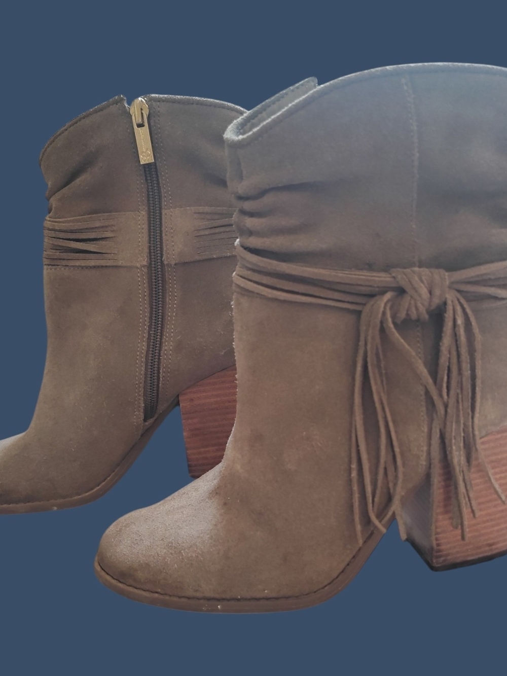 Jessica Simpson Suede Fringe Ankle Boots - Brown